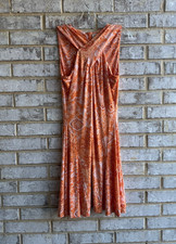 MICHAEL Michael Kors Sleeveless Orange/White Paisley Stretch Flared Dress Size M