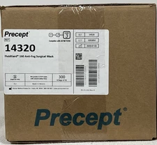 Box Of 300 Precept 14320 Surgical Face Masks- Tie On, Anti Fog, ASTM Lvl 3-Blue