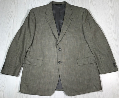 Jos A Bank Signature Collection Sport Coat Blazer Men 48R Window Pane Silk Wool