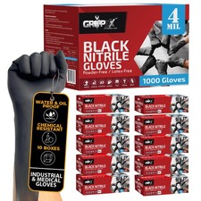 Black Nitrile Gloves Disposable Latex Free  Powder Free,4 Mil Rubber Glove, ...