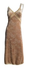 CIDER Romantic Feminine Velvet LaceFloral Midi Slip Dress  Brown Size XS/S