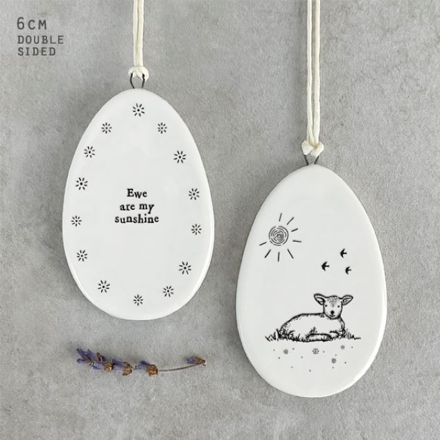East of India Ceramic Easter Egg Ewe are my Sunshine Hanging Decoration 6x4cm
