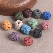 50pcs Cylinder Meteorite Shape 12mm Natural Volcano Lava Stone Loose Craft Beads