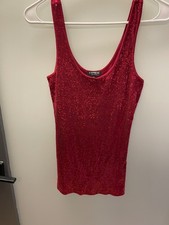 Express Sexy Basic Red Sequin Ladies Tank Top...