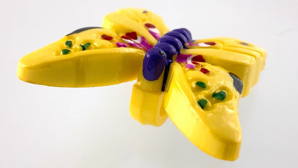 Vintage Molded Plastic Yellow Butterfly Garment Button 1in Novelty Pattern 209B - Image 4 of 4