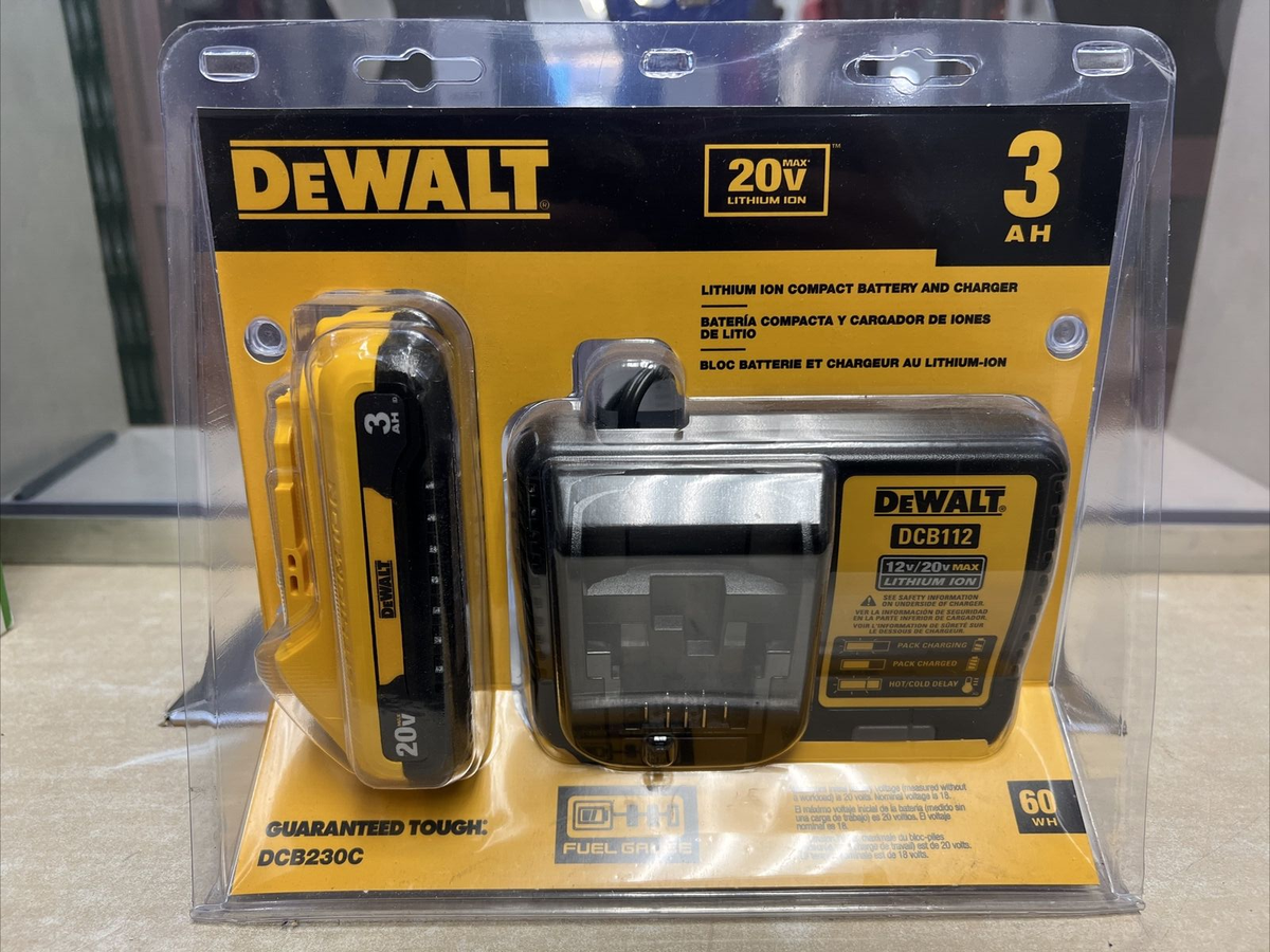 Ah Dewalt Dcb230c 20v Battery Pack And Charger Combo DeWalt 3ah