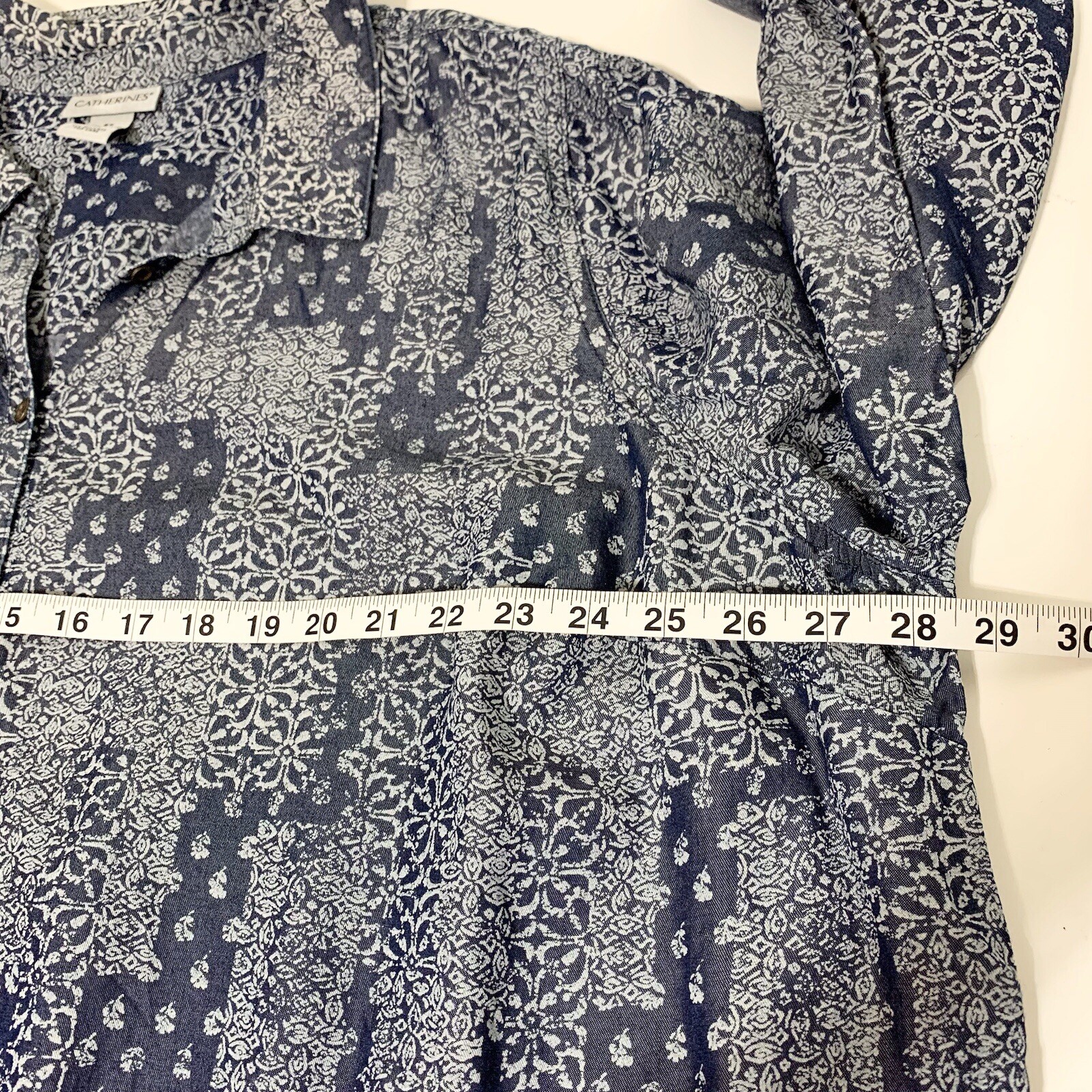 Catherines 2X Blue Patchwork Print Button Front L… - image 8