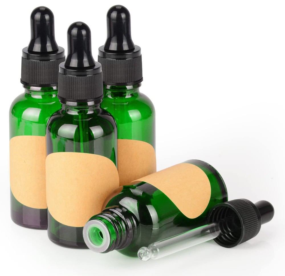 4-Pack Glass Dropper Bottle Empty Glass Bottle with Glass Dropper Inner Plug ...