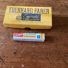 Eberhard Faber Emerald Vintage Pencil Erasers And Scripto Erasers Box