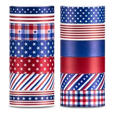 12 Rolls 4Th of July Washi Tape Patriotic Stars Stripes Washi Masking Tape Red B