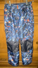 Champion C9 Kids Ski Snow Pants-Youth L 12/14 -Blue/Orange Splatter-VGUC 