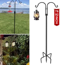 76/92" Double Shepherds Hooks Heavy Duty Adjustable Bird Feeder Pole Garden Hook