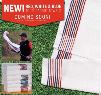 Authentic Wincraft Tiger Woods Tour Caddy Golf Towel Red Stripe 44