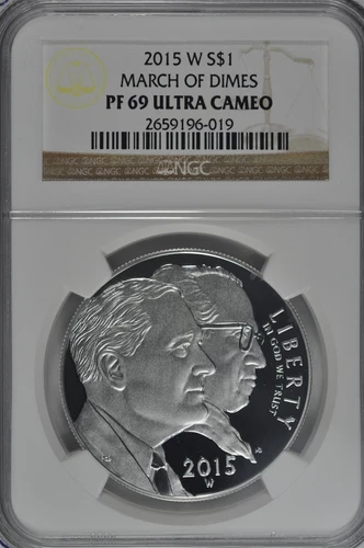 2015 W March of Dimes Proof Silver Dollar NGC PF69 UC Brown Label