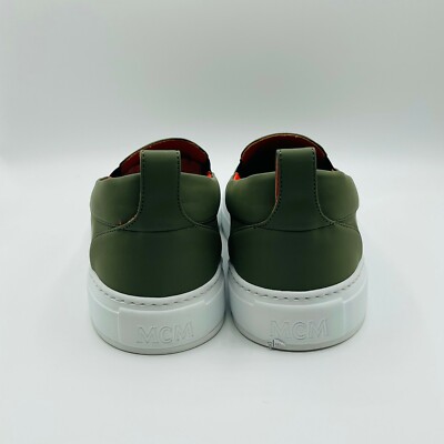 MCM: Moss Green Orange Logo Leather Slip On Sneaker MEX9AMM61G8 $_57.JPG?set_id=8800005007 main image 2