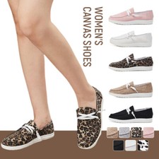 Women Canvas Slip On Flats Shoes Loafers Sneakers Ladies Light Boat Trainers