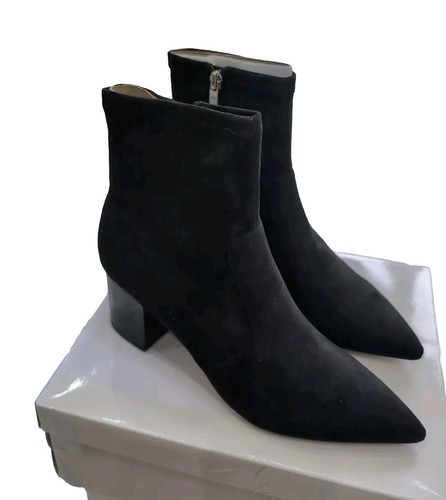 MARC FISHER Jerica Sock Boot Point Toe Stack Heel Faux Suede (Used Once ) - Picture 2 of 3
