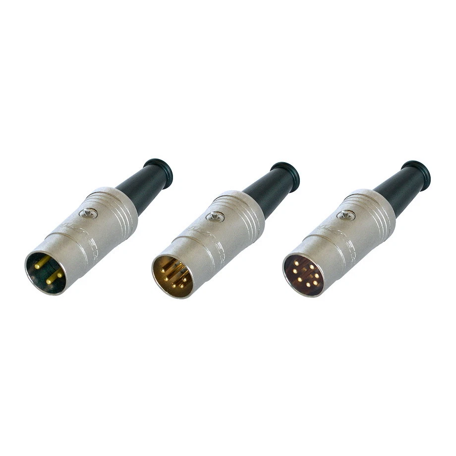 DIN Stecker Metall 3 / 5 / 7 -Pol Diodenstecker vergoldete Kontakte Neutrik-REAN
