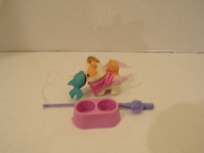 Vintage Kenner~LPS~1995~Kitty Cat Goes Camping~Scarf~Fishing Pole & Blue Fish