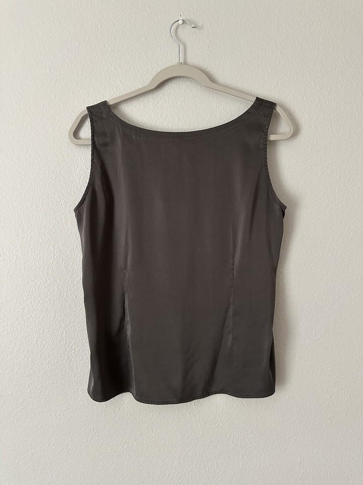 Eileen Fisher Woman’s Grey Silk Tank Top Size L. eBay