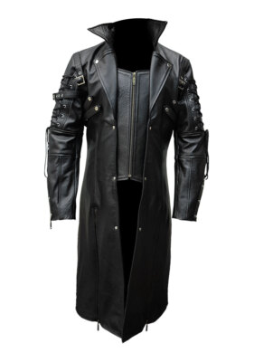 Herren Echt Leder Trenchcoat Van Helsing Matrix Gothic Lang