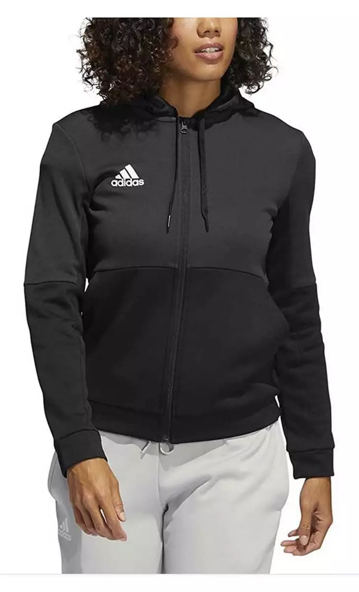 Adidas women's essentials deals linear full zip hoodie