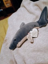 Ty Beanie Baby CRUNCH The Shark With Tags - RARE WITH ERRORS!