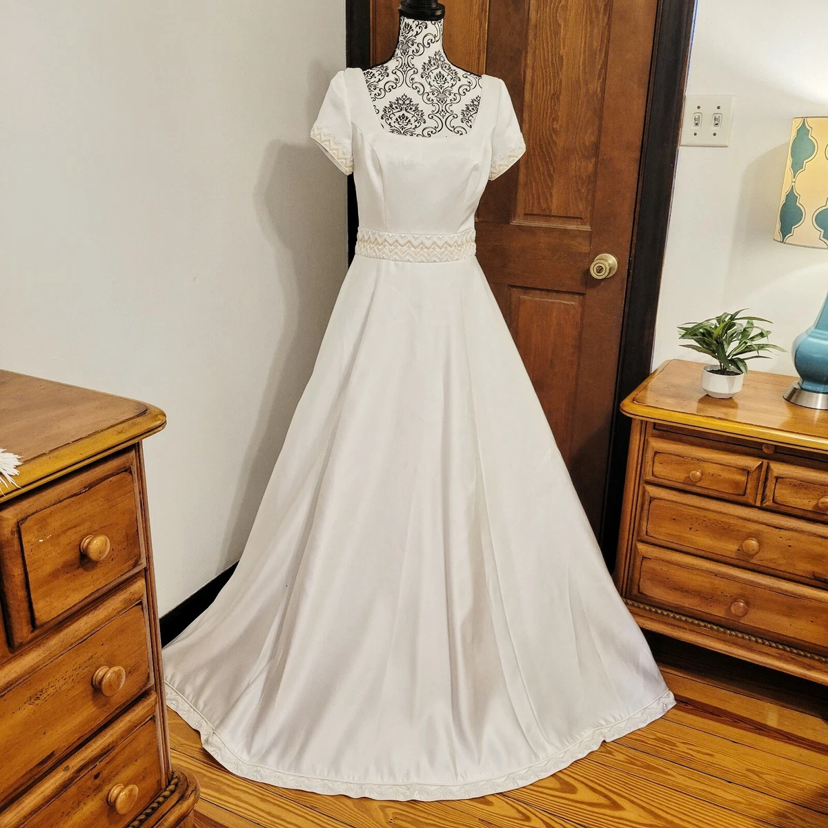 Short Sleeve A-Line Wedding Dresses for sale | eBay