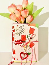 Valentine Junk Journal, Valentine Greeting Card, Handmade Junk Journal, Rose