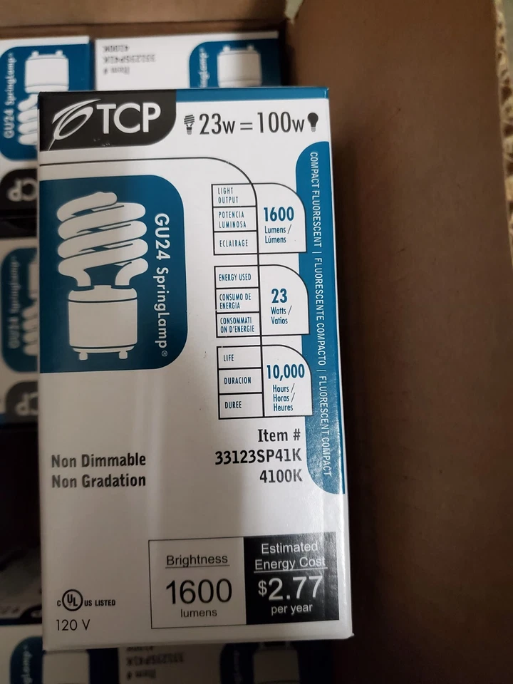 Lot(12) TCP 33123SP41K 23W GU24 4100K Spiral Twist Lock Base CFL Light Bulb 100w - Image 2 of 4