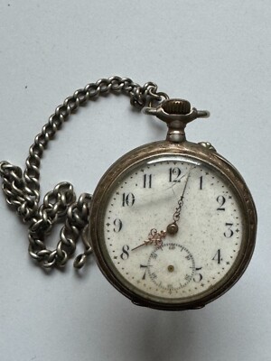 Argus Taschenuhr 800er Silber Halbmond / Krone  - Werk läuft nicht