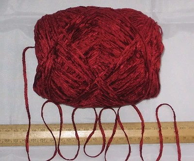 9 x 100g balls Rusty Red Acrylic flat Chenille double knitting wool yarn DK 900g