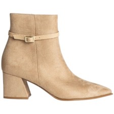 Stivaletto tronchetto Corina M4900 in camoscio beige tacco doppio 6 cm zip later
