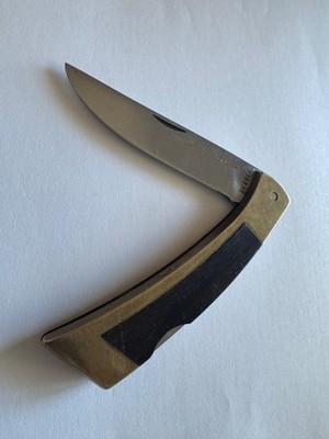 Vintage GERBER 97223 OREGON USA Made FOLDING Lock Back KNIFE BRASS WOOD HANDLE