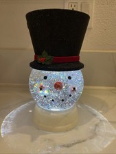Bath & Body Works Christmas Snowman Water Globe Pedestal Iridescent Glitter