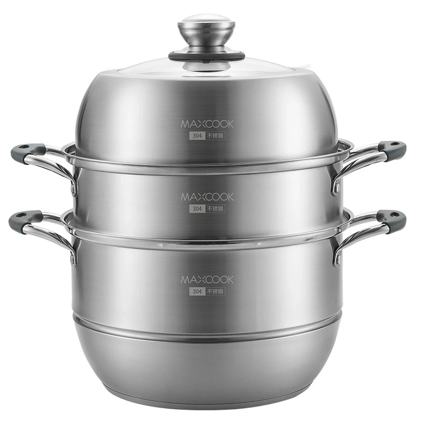 Maxcook 304SS 3-Tier Steamer Pot 30cm Silicone Handle MCZ743