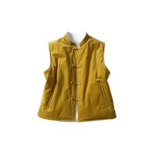 1X Women Warm Slim Short Jacket Vest Sleeveless Tank Top Frog Button Gilet Retro