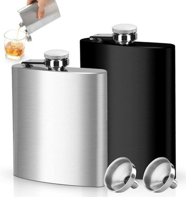 2-Pack Matte Stainless Steel Hip Flasks for Men   8oz Leakproof Pocket Flask ...