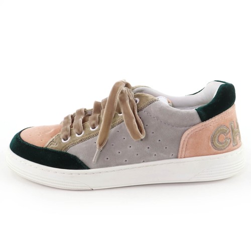 Tolle CHANEL Low Cut Sneaker Logo Schnürer Samt Mehrfarbig Damen 37 G36295 - Bild 4 von 12