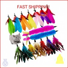 CATENEED Cat Feather Toys Refill, 16 Pieces Cat Wand Replacement Feathers Toy fo
