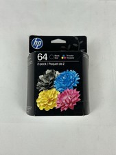 HP 64 Black/Tri-Color Ink Cartridges 2-Pack - EXP. 11/2027 - NEW IN BOX