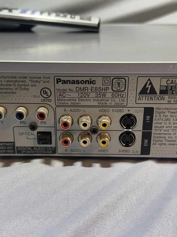 Grabadora de video DVD DVD Panasonic DMR-E85H, 120 GB, DISCO DURO DE 213 horas probado con control remoto Foto 3 de 4