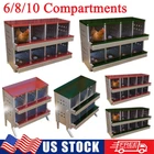 6/8/10 Hole Chicken Nesting Box Hen Coop Roll Away Nesting Box for Laying Eggs