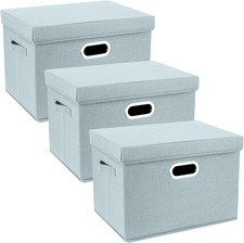 Large Storage Bins with Lids, Collapsible, Washable, Fabric Storage Boxes for Or