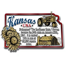Kansas Information State Magnet by Classic Magnets, 3.2" x 2.1"