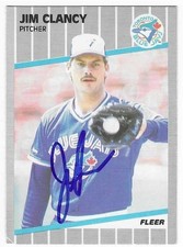 JIM CLANCY 1989 FLEER  AUTOGRAPHED SIGNED # 229 TORONTO BLUE JAYS