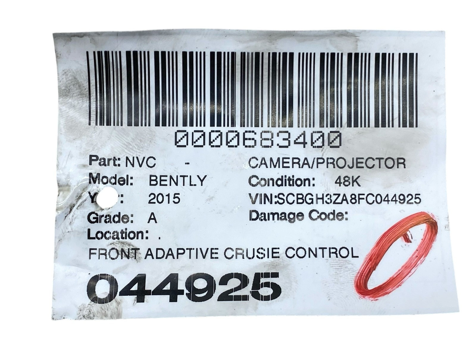 2015 BENTLEY CONTINENTAL FRONT ADAPTIVE CRUSIE CONTROL DISTANCE SENSOR MODULE