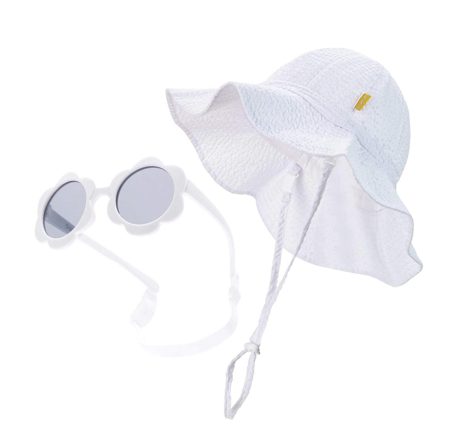 Baby Toddler Girls Sun Hat 6-24 Months, 2pack White Sunhat/White Sunglasses