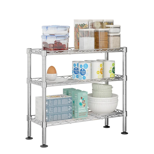 3 Tier Spice Storage Rack, Metal Wire Kitchen Shelving Unit ,18'' L X 8'' W X 18