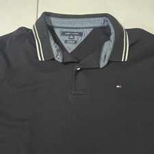 Tommy Hilfiger Polo Shirt Mens Size XL Black Custom Fit Casual Short Sleeve